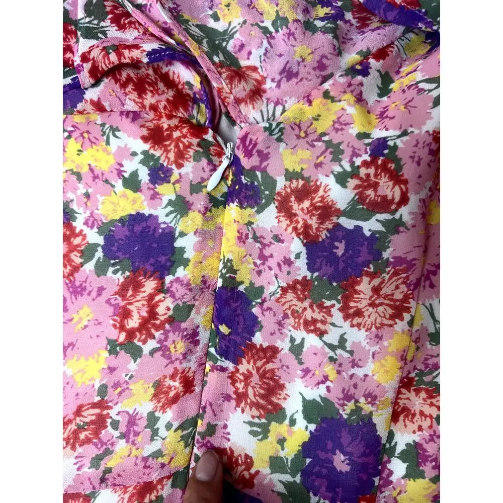 WAYF Anthropologie Pink Floral Tiered Ruffle Maxi Dress size small - Picture 6 of 7
